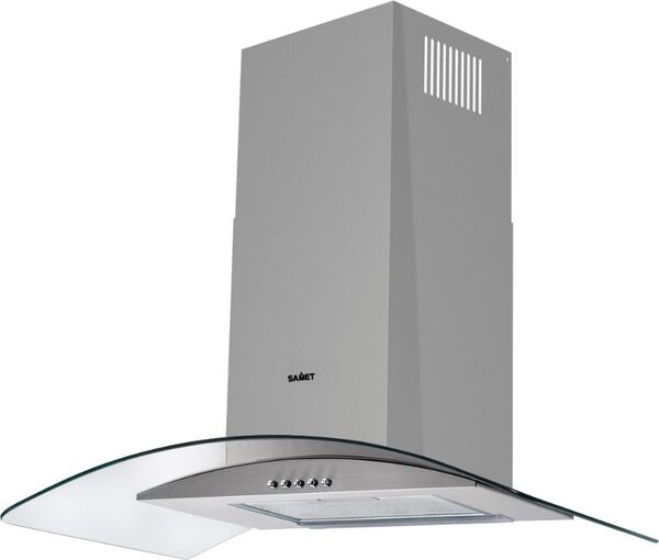 Samet Cappa Cucina Aspirante a Parete Larghezza 90 cm Classe F colore Inox Cupolino in Vetro - WETH90IX