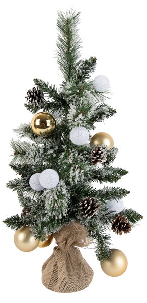 Albero di Natale bianco e oro 60 cm con LED e timer - Jack