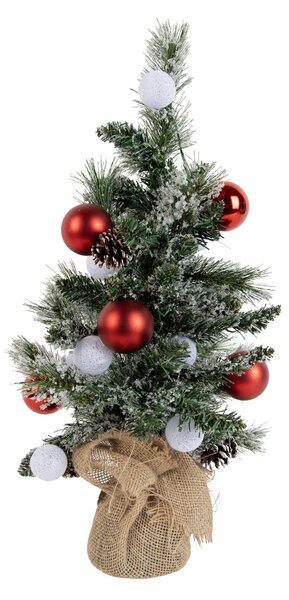 Albero di Natale bianco con rosso 60 cm con LED e timer - Jack