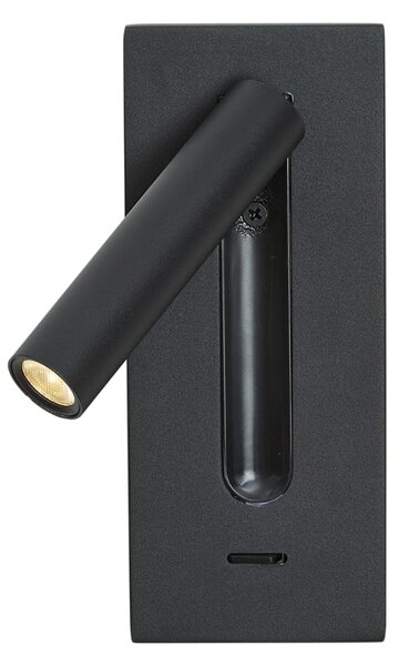 Lampada da parete moderna nera con LED inclusi - Plaza