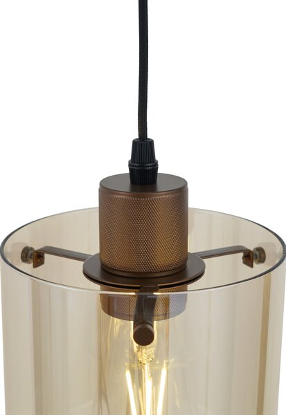 Faretto moderno bronzo scuro con vetro ambrato per sistema a binario monofase - Iconic Dome