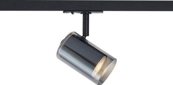 Faretto moderno nero con vetro fumé per sistema a binario monofase - Iconic Lloyd