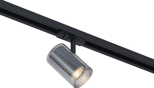 Faretto moderno nero con vetro fumé per sistema a binario monofase - Iconic Lloyd