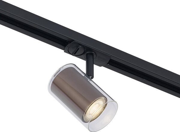 Faretto moderno bronzo scuro con vetro trasparente per sistema a binario monofase - Iconic Lloyd