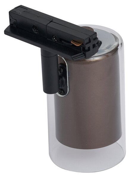 Faretto moderno bronzo scuro con vetro trasparente per sistema a binario monofase - Iconic Lloyd