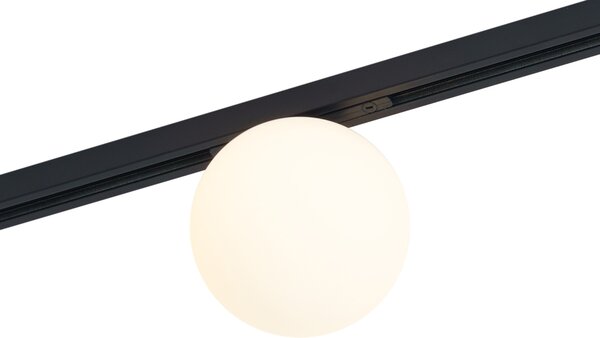 Plafoniera moderna nera con vetro bianco per sistema a binario monofase - Slimline Eira