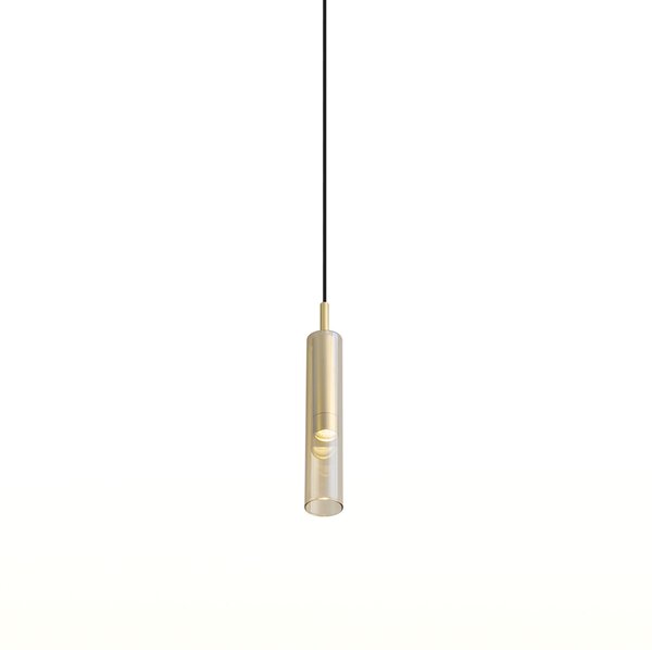 Faretto moderno oro con vetro ambrato per sistema a binario monofase - Slimline Loyce