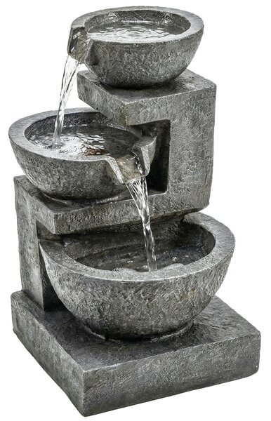 Outsunny Fontana a 3 livelli per giardino con illuminazione LED, pompa, effetto pietra, regolabile 40 x 37 x 61 cm | Aosom Italy