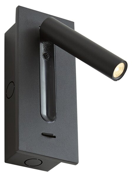 Lampada da parete moderna nera con LED inclusi - Plaza