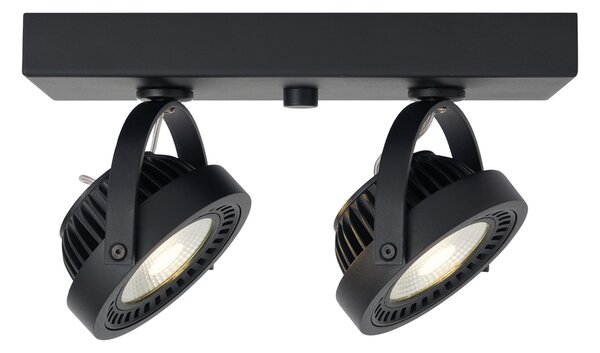 Faretto moderno da superficie nero con LED dimmerabile a 2 luci - Apollo