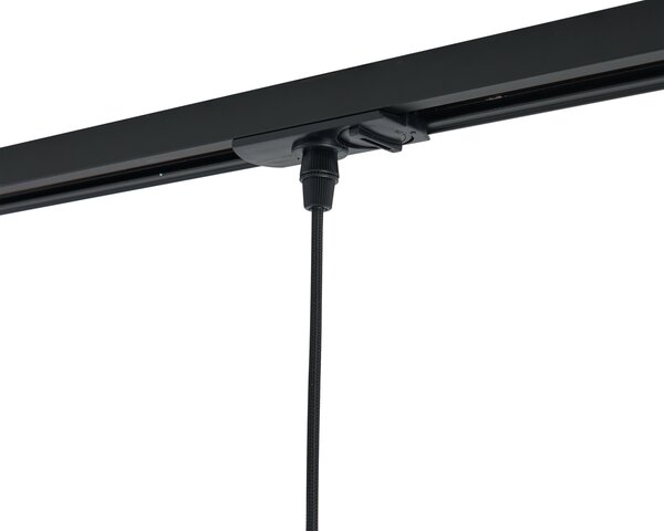 Lampada a sospensione moderna nera con vetro bianco per sistema a binario monofase - Iconic Perle