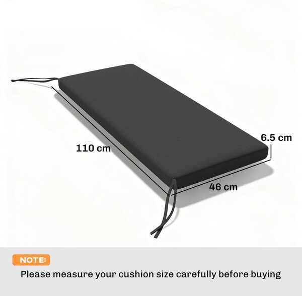 Outsunny Cuscino per panca da giardino per 2 posti per esterno con fodera rimovibile UPF 30+ impermeabile 110x46x6,5 cm Grigio scuro | Aosom Italy
