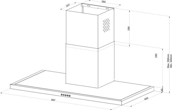 Samet Cappa Cucina Aspirante a Parete Larghezza 90 cm colore Nero - Embla90NE