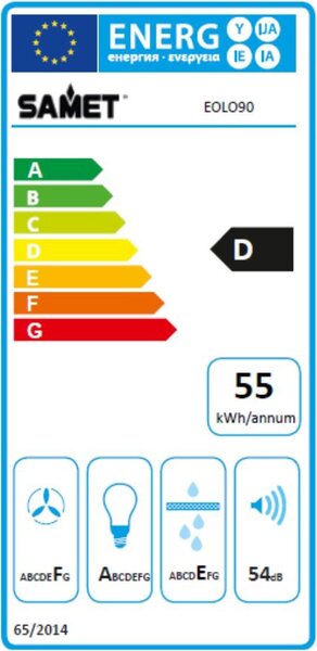Samet Cappa Cucina Aspirante a Parete Larghezza 90 cm colore Nero - Eolo90NE