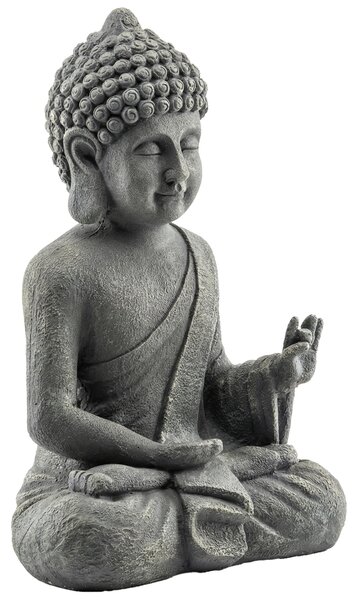 Outsunny Statua da Giardino, Scultura di Buddha Seduto in Ossido di Magnesio, Decorazione Spirituale 32 x 23 x 51 cm, Grigio Scuro | Aosom Italy