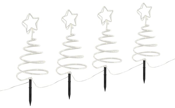 Set di 4 luci da giardino natalizie albero di Natale bianco con LED IP44 - Puno