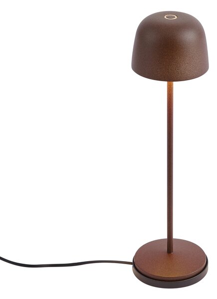 Lampada da tavolo marrone ruggine con LED ricaricabile con stazione di ricarica IP65 - Raika
