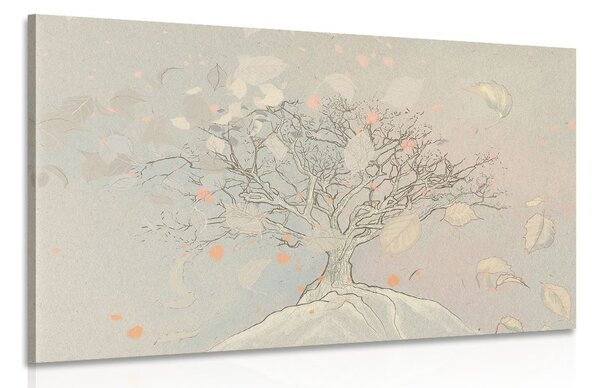 Stampa su tela – Albero autunnale disegnato