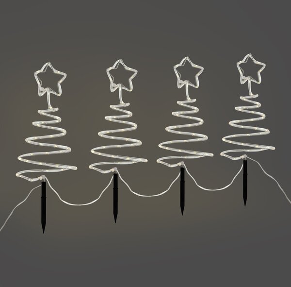Set di 4 luci da giardino natalizie albero di Natale bianco con LED IP44 - Puno