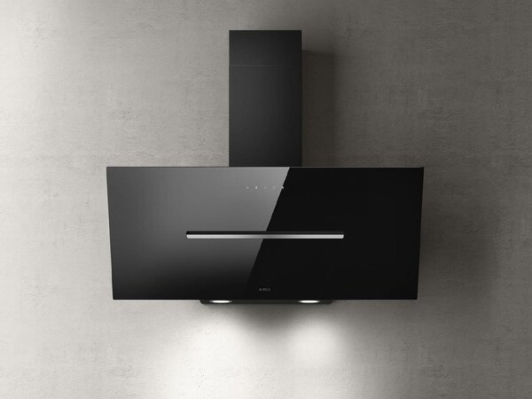 Elica Cappa Cucina Aspirante a Parete Larghezza 90 cm in Vetro colore Nero - PRF0166933