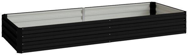 Outsunny Cassettone orto da giardino rettangolare fioriera da esterno 241 x 90,5 x 30 cm lamiera d'acciaio ondulata nero | Aosom Italy