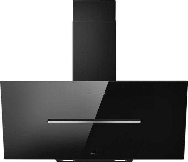 Elica Cappa Cucina Aspirante a Parete Larghezza 90 cm in Vetro colore Nero - PRF0166933