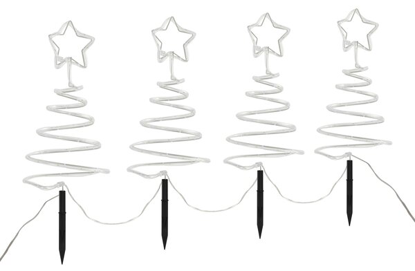 Set di 4 luci da giardino natalizie albero di Natale bianco con LED IP44 - Puno