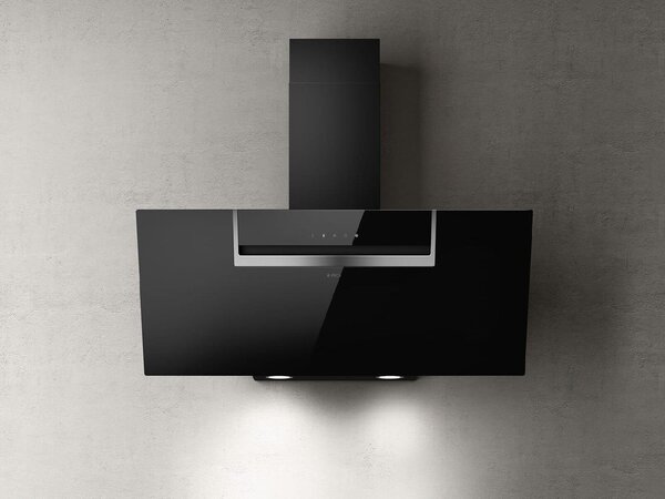 Elica Cappa Cucina Aspirante a Parete Larghezza 90 cm finitura Vetro Nero - PRF0166929 SHEEN-S BL/A/90