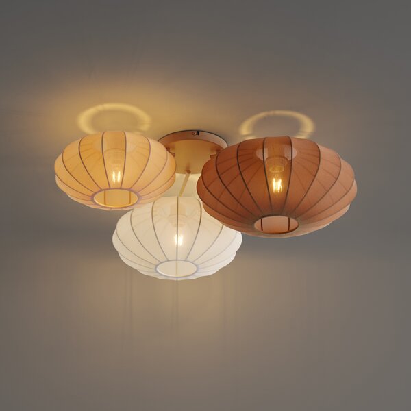 Plafoniera Japandi bianca con beige e marrone 3 luci - Multi Bida