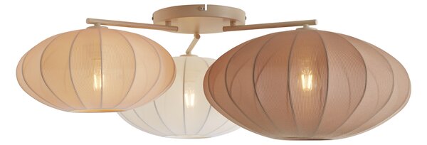 Plafoniera Japandi bianca con beige e marrone 3 luci - Multi Bida