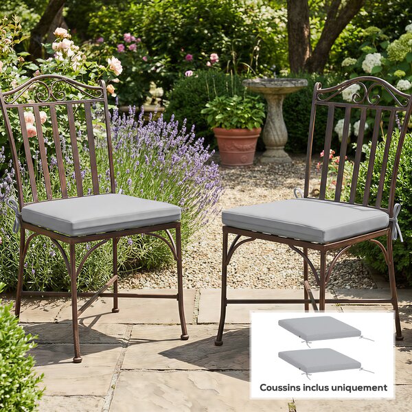 Outsunny Set da 2 cuscini per sedia da giardino, cuscinetti 50 x 50 cm, schiuma ad alta densità, antiscivolo 50x50 cm grigio | Aosom Italy