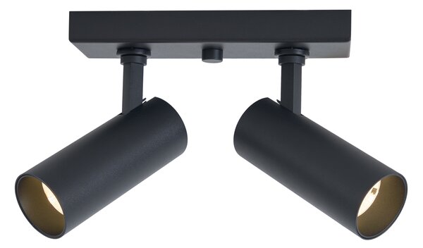 Plafoniera moderna nera con 2 luci LED dimmerabili - Tate