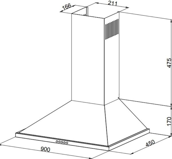 Samet Cappa Cucina Aspirante a Parete Larghezza 90 cm Profondit 45 cm Classe A colore Acciaio Inox - Eolo 90