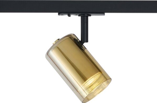 Faretto moderno oro con vetro ambrato per sistema di illuminazione a binario monofase - Iconic Lloyd