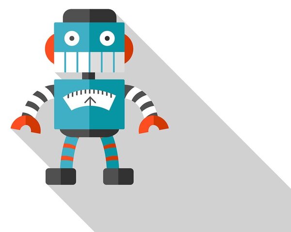Quadro su tela – Robot blu con sfondo bianco
