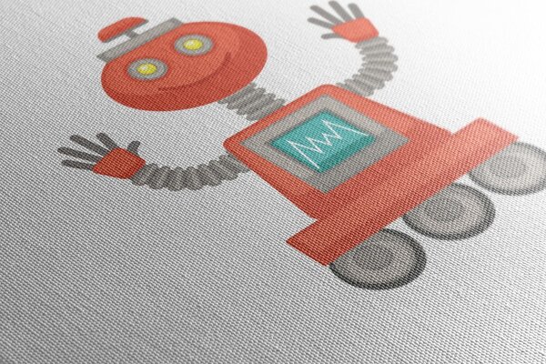 Quadro su tela – Con motivo di robot in rosso