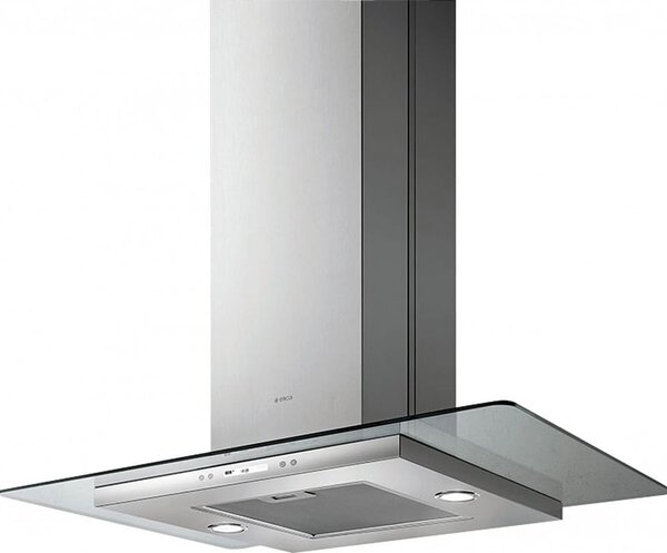 Elica Cappa Cucina Aspirante a Parete Larghezza 90 cm Profondit 45 cm colore Acciaio - PRF0097368 Flat Glass Plus IX/A/90