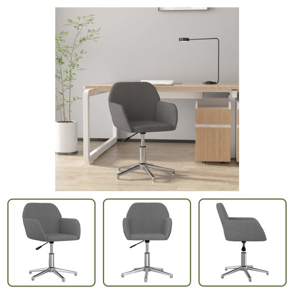 The Living Store sedia da ufficio girevole in tessuto grigio chiaro