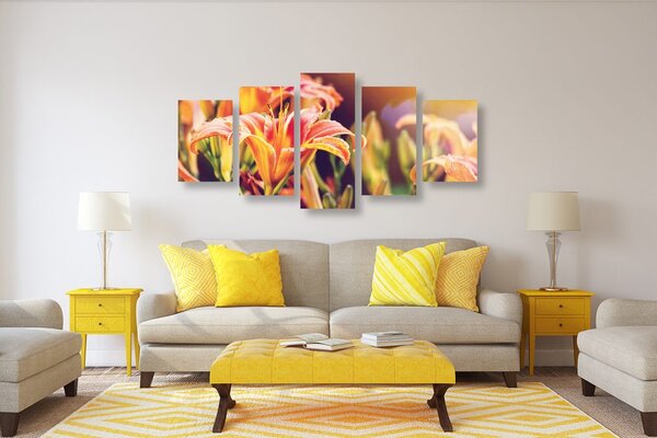 Quadri 5 pezzi – Bellissimi fiori in giardino