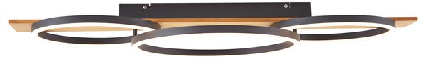 Plafoniera di design nera rotonda con LED dimmerabile a 3 livelli - Nimue