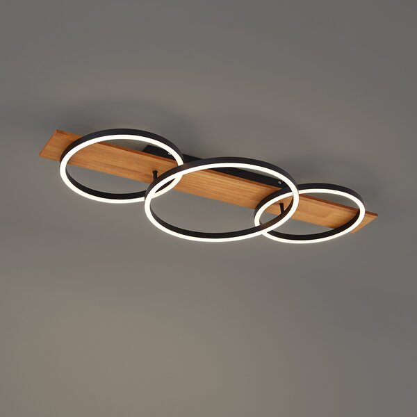 Plafoniera di design nera rotonda con LED dimmerabile a 3 livelli - Nimue