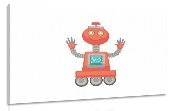 Quadro su tela – Con motivo di robot in rosso