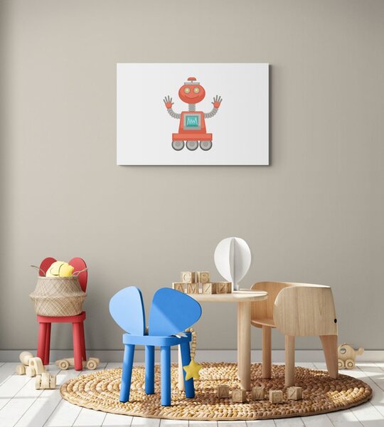 Quadro su tela – Con motivo di robot in rosso