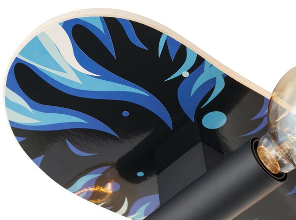 Lampada da parete nera con blu 80cm - Skateboard