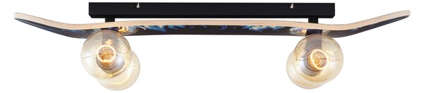 Lampada da parete nera con blu 80cm - Skateboard