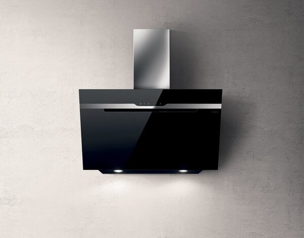 Elica Cappa Cucina Aspirante a Parete Larghezza 90 cm Tecnologia Anti condensa in Vetro colore Nero - PRF0147732 MAJESTIC NO DRIP BL/A/90