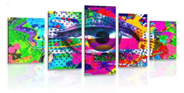 Quadri 5 pezzi – Occhio umano in stile pop-art