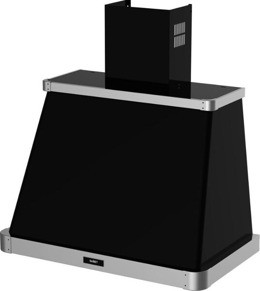 Samet Cappa Cucina Aspirante a Parete Larghezza 90 cm Profondit 50 cm con Cornice Inox colore Nero Opaco - Era90