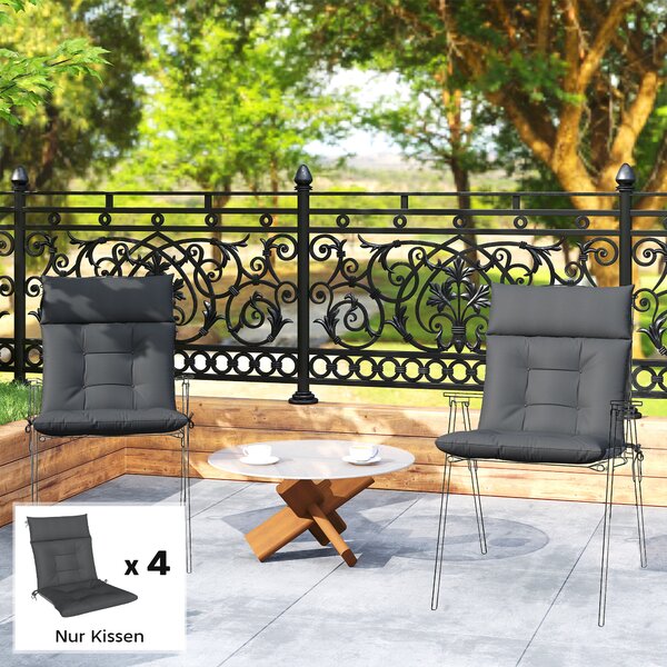 Outsunny Set da 4 cuscini idrorepellenti antiscivolo con laccetti, Indoor Outdoor 111,5 x 53 x 8 cm Grigio scuro | Aosom Italy