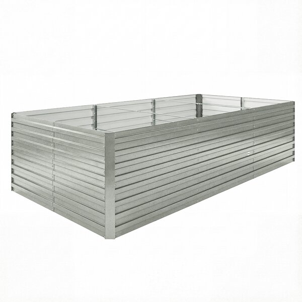 Outsunny Fioriera da esterno, fioriera rialzata galvanizzata con bordo di sicurezza e fondo aperto 240 x 120 x 60 cm grigio argentato | Aosom Italy